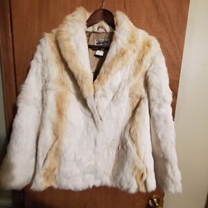 SPLIT END LTD VINTAGE 1970S 100% RABBIT FUR COAT. SMALL EXCELLENT CONDITION